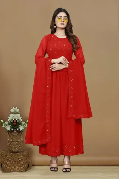 Fancy Georgette Kurta, Bottom and Dupatta Set