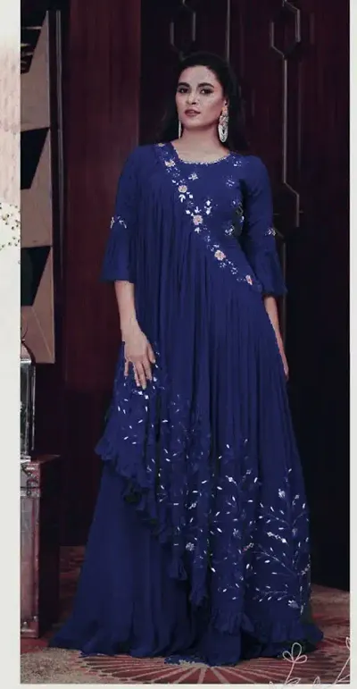 Bollywood New In !!! Georgette Indo-Western Gowns