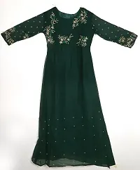 Stylish Georgette Olive Embroidery Work With Lock Moti Gown For Women-thumb1