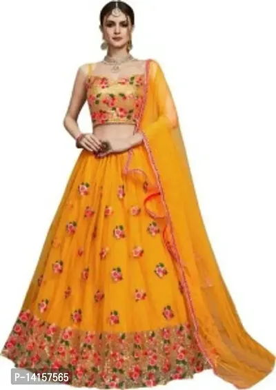 Stylish Multicoloured Satin  Lehenga Choli Set with Dupatta For Women-thumb0