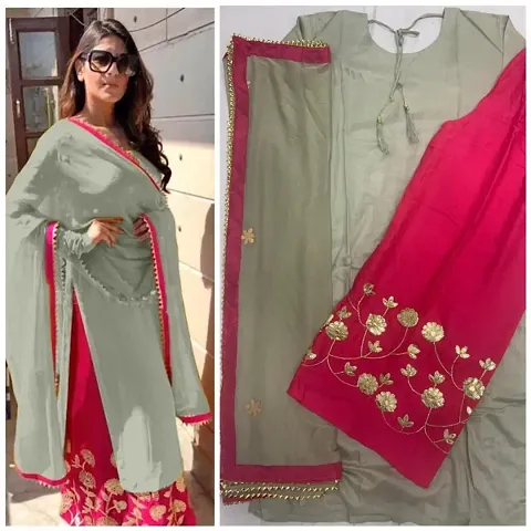 Rayon Designer Kurta Bottom Dupatta Set