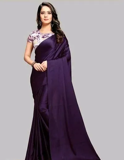 Beautiful satin silk saree with digital blouse piece