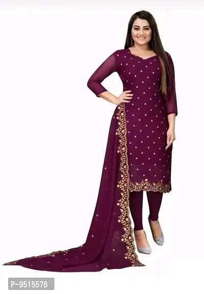 Classic Georgette Embroidered Dress Material with Dupatta for Women