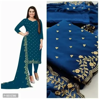 Classic Georgette Embroidered Dress Material with Dupatta for Women-thumb0