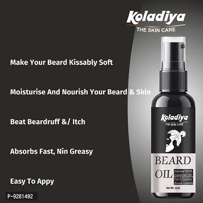 Koladiya the skin care Beard Growth Oil Powered with Vetiver  4 Essential Oils for Thicker Beard Growth, 30 ml | Made in India (50 ml).-thumb3