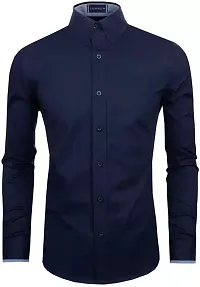 Men Regular Fit Solid Spread Collar Casual Shirt-thumb3