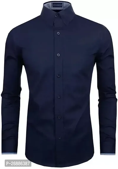 Men Regular Fit Solid Spread Collar Casual Shirt-thumb4
