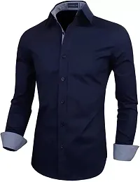Men Regular Fit Solid Spread Collar Casual Shirt-thumb2