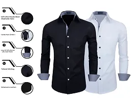 Men Regular Fit Solid Spread Collar Casual Shirt  (Pack of 2)-thumb1