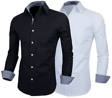 Men Regular Fit Solid Spread Collar Casual Shirt  (Pack of 2)-thumb3