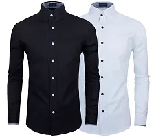 Men Regular Fit Solid Spread Collar Casual Shirt  (Pack of 2)-thumb4