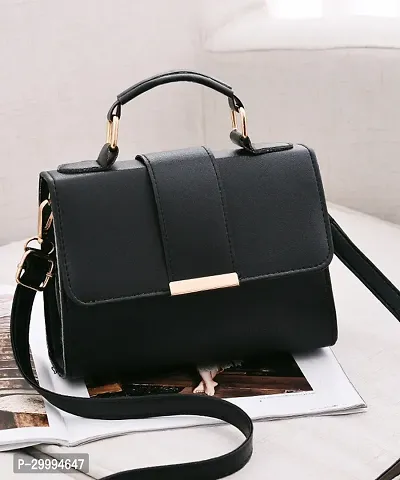 Stylish Black PU Sling Bags For Women-thumb0