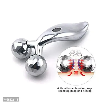 MAPPERZ Body Massager/ 3D Manual Roller Massager/ 360 Rotate Roller Face Body Massager/Skin Lifting/Wrinkle Remover and Facial Massage/Relaxation and Skin Tightening Tool/UniSex (Silver)-thumb3