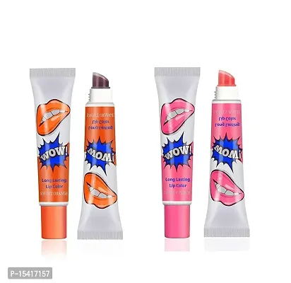 VBA Peel Off Long Lasting Magic Color Waterproof Lip Tint and Lip Gloss Shade Glossy Lipstick set of 2 Multi Shade (Sweet orange, Lovely peach)