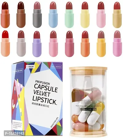 VBA 16 Colors Mini Matte Capsule Lipstick Set , Long-lasting Waterproof Swab Lipstick Makeup Gift Set,Matte Lip Gloss Set for Women Girls (Multicolour, 5 g)