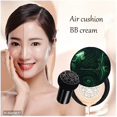 VBA BB Cream Air Cushion Foundation Korean Mushroom Head CC Cream Concealer Whitening Cosmetic Waterproof Brighten Face Base Tone Foundation (lvory White, 20 g) Matte Finish-thumb3