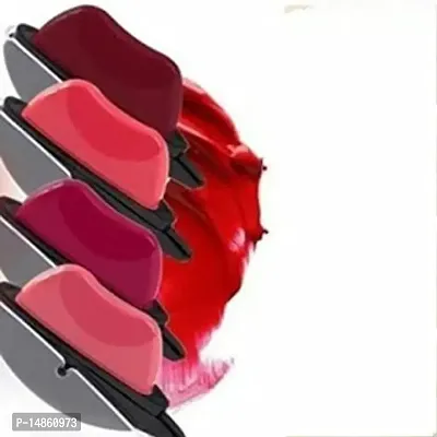 VBA Korean Style Lip Shape Waterproof Lipstick Matte Makeup Long Lasting Moisturizing -Pack Of 4 Matte Finish