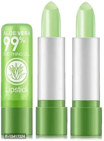 VBA Color Change Lipstick Lip Blam, Long Lasting Magic Temperature Nutritious Lips Makeup Aloe Vera Lip Gloss Set Aloe Vera Lipstick, Matte Finish (Pack of 2)