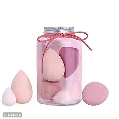 VBA 5PCS Latex-Free Makeup Sponge Set with Jar Beauty Skincare Makeup Applicator Foundation Concealer Highlighter Blush Contour Liquid Cream Powder Wet Dry Blending/SPONGE