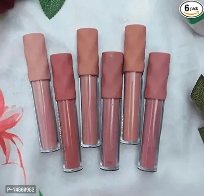 VBA 6 Pcs Matte Liquid Lipstick Set Nude Shade Non-Stick Cup Not Fade Waterproof Lipstick-thumb0