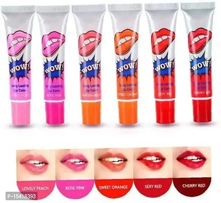 VBA 6 Colors set Tattoo Color Peel Off Mask Tint Long Lasting Waterproof Lipstick (Rose Pink, Watermelon, Sexy Red, Lovely Peach, Cherry Red, Sweet Orange, 15 g)-thumb0