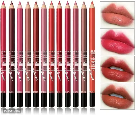 Lip Liner Set of 12 Colors Matte Professional Long Lasting Waterproof Lip Liner Pencil For All Skin-thumb2