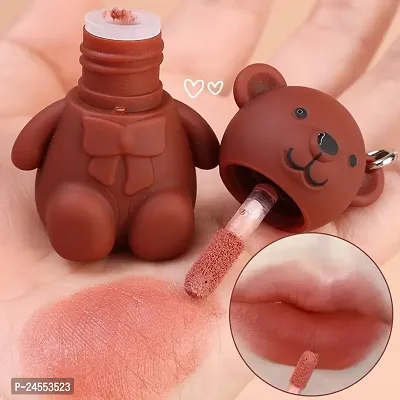 2 in 1 Key Chain Bear Mist Matte Velvet Lipstick Waterproof Long Lasting Lip Gloss Cute Bear Makeup Plumping Non-Stick Cup Moisturizing-thumb0