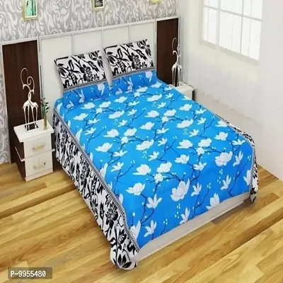 Classic Polycotton Printed Double Bedsheet with Pillow Covers-thumb0