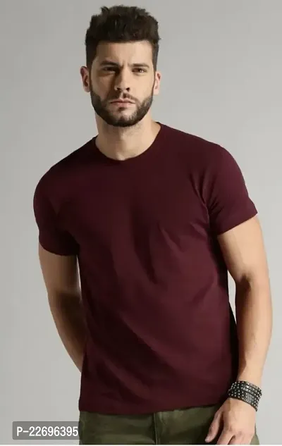 Men stylish Solid Round Neck T-Shirt-thumb0