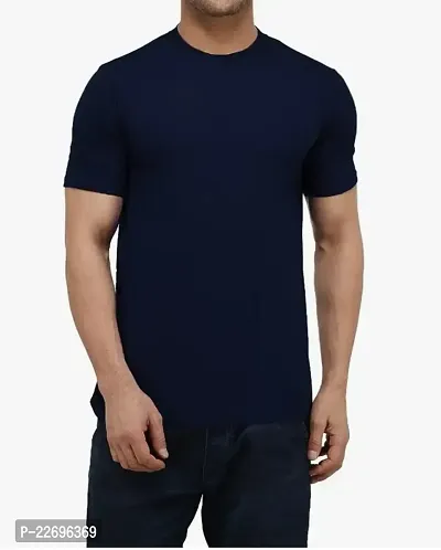 Men stylish Solid Round Neck T-Shirt-thumb0