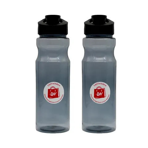 Premium Transparent Black Shade Plastic Bottle For Fridge,Home,Office,Gym,School With Flip Type Cap