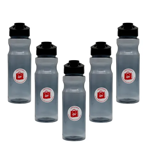 Premium Transparent Black Shade Plastic Bottle For Fridge,Home,Office,Gym,School With Flip Type Cap