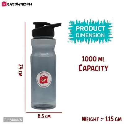 Premium Transparent Black Shade Plastic Bottle For Fridge,Home,Office,Gym,School With Flip Type Cap-thumb2