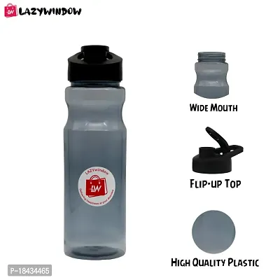 Premium Transparent Black Shade Plastic Bottle For Fridge,Home,Office,Gym,School With Flip Type Cap-thumb3