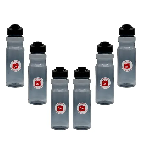 Premium Transparent Black Shade Plastic Bottle For Fridge,Home,Office,Gym,School With Flip Type Cap.
