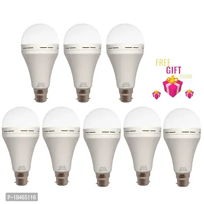 12 watt Rechargeable Emergency Inverter LED Bulb Pack of 8 +Surprise Gift-thumb0