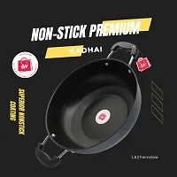 Premium Quality Nonstick Cookware Combo - Tadka Pan (11cm Dia) +  Kadhai (26cm Dia). Black-thumb1