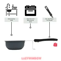Premium Quality Nonstick Cookware Combo - Tadka Pan (11cm Dia) +  Kadhai (26cm Dia). Black-thumb2