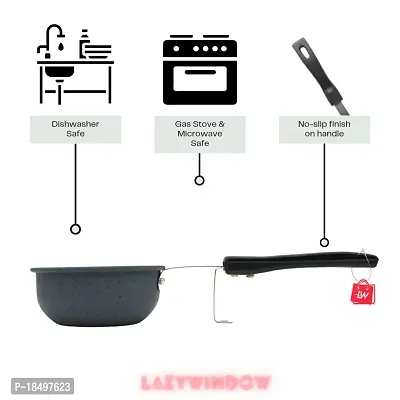 Premium Quality Nonstick Cookware Combo - Tadka Pan (11cm Dia) +  Kadhai (26cm Dia). Black-thumb3