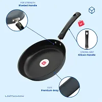 Premium Quality Nonstick Cookware Combo - Fry Pan (22cm Dia) +  Kadhai (26cm Dia). Black-thumb1