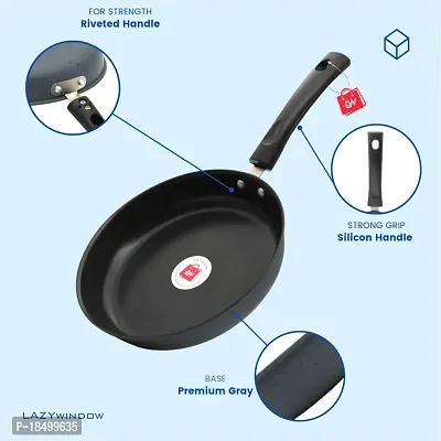 Premium Quality Nonstick Cookware Combo - Fry Pan (22cm Dia) +  Kadhai (26cm Dia). Black-thumb2