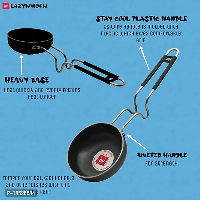 Traditional Iron Tawa (Induction base) And Tadka Pan with Grip type Handle Combo Pack (Base Black)-thumb5