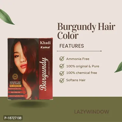 Khadi Kamal Herbal BH+ Burgundy Hair Color for Man and Women, 100% Natural Burgundy 80g By LAZYwindow-thumb4
