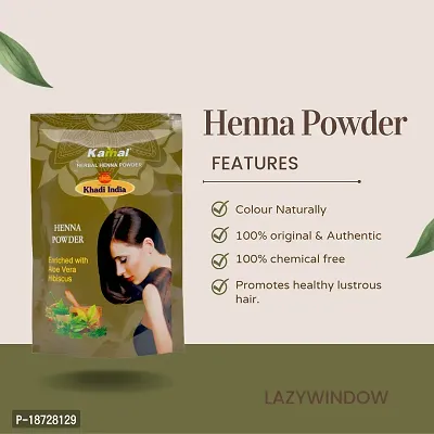 Khadi Kamal Herbal Henna Powder Pouch for Man and Women, 100% Natural 120g By LAZYwindow-thumb4