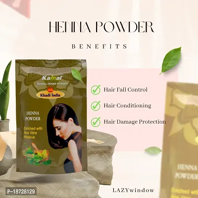 Khadi Kamal Herbal Henna Powder Pouch for Man and Women, 100% Natural 120g By LAZYwindow-thumb5
