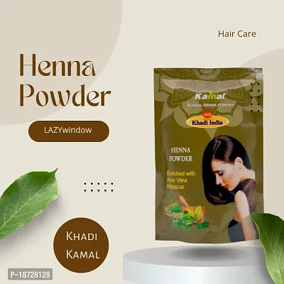 Khadi Kamal Herbal Henna Powder Pouch for Man and Women, 100% Natural 120g By LAZYwindow-thumb2