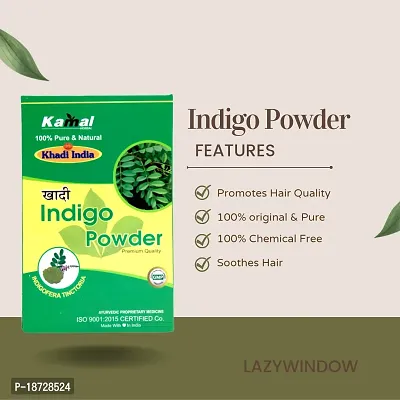 Khadi Kamal Herbal Indigo Powder for Man and Women, 100% Natural Black 100g By LAZYwindow-thumb5