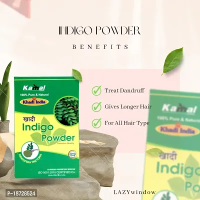 Khadi Kamal Herbal Indigo Powder for Man and Women, 100% Natural Black 100g By LAZYwindow-thumb3