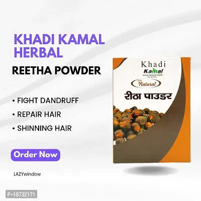 Khadi Kamal Herbal Bio Organic 100% Natural Reetha Powder for Man and Women 100g By LAZYwindow Combo Pack-thumb3