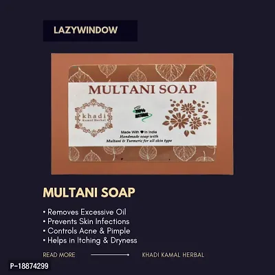 Khadi Kamal Herbal 100% Pure Natural  Organic Multani Bathing Soap For Men And Women 125gm by LAZYwindow  Pack Of  3-thumb4